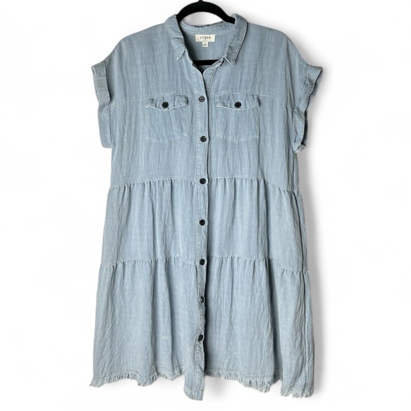 VICI Sunol Chambray Dress | Tiered Button Down | Relaxed Fit | Women’s L | NWOT - Picture 3 of 13